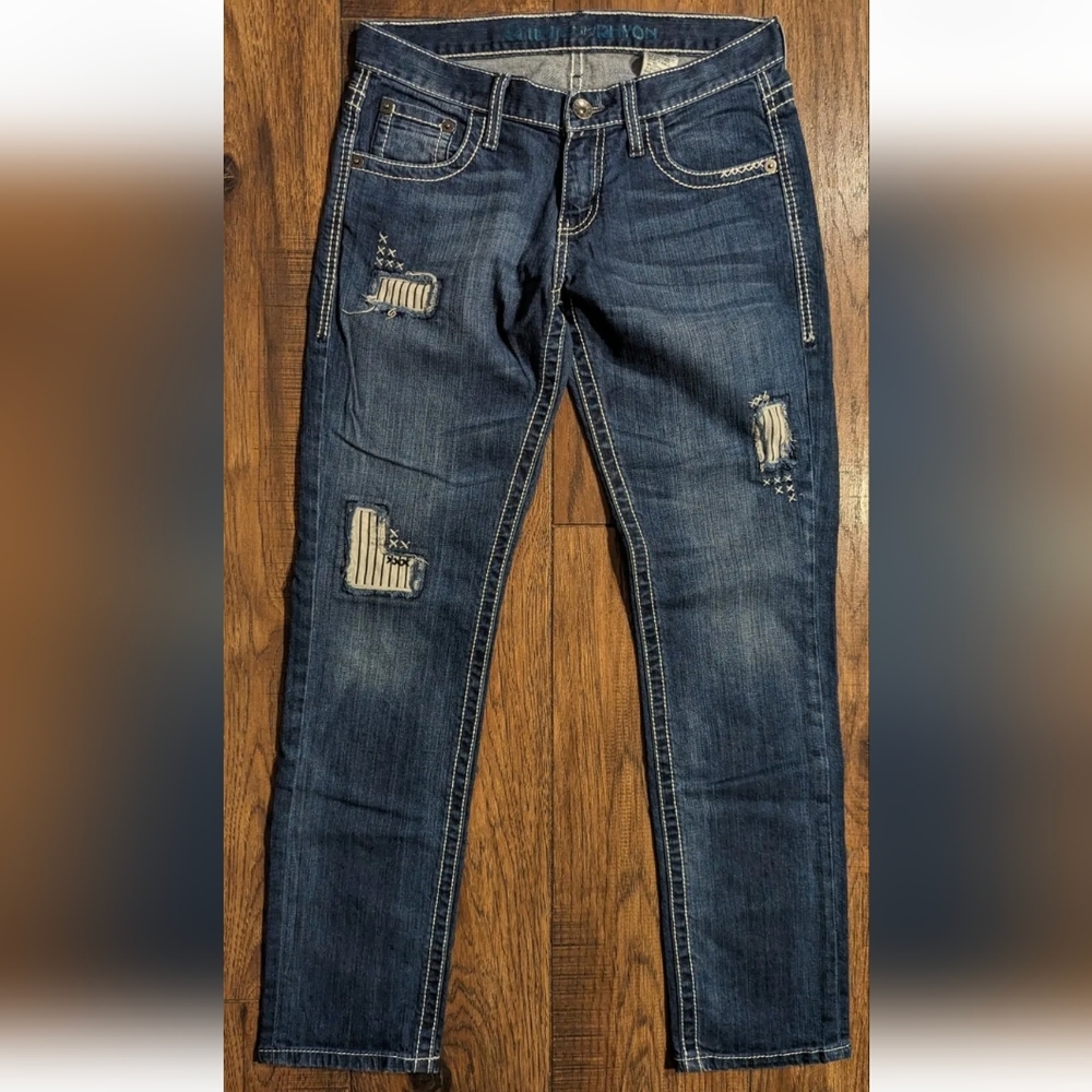 Cruel Denim Rhyon Boyfriend Patched Style Womens Slim Stretch Jeans 25 (Size 0R)